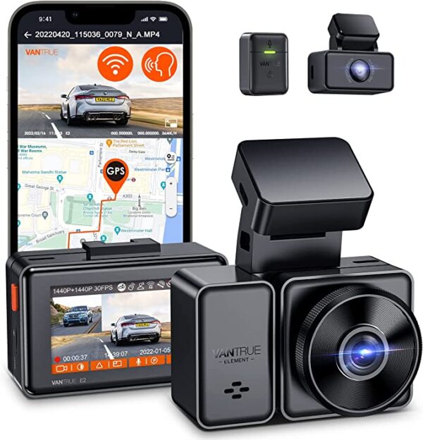 Présentation du produit VANTRUE E2 Double 1944P GPS WiFi Dashcam Le VANTRUE E2 Double 1944P GPS WiFi Dashcam est la dernière génération de caméra embarquée. Sa composition est l'une des plus complètes pour assurer un haut niveau de sécurité et une véritable surveillance en temps réel. Ses caractéristiques comprennent un écran de 2,45 pouces, une technologie WiFi et des fonctionnalités vocales, ainsi qu'un système de vision nocturne et un mode parking avec tampon. Le VANTRUE E2 est facile à installer et à utiliser. Il est compatible avec les smartphones et prend en charge des cartes mémoire pouvant atteindre 512 Go. Il est rechargeable et fourni avec une garantie de 12 mois. Marque VANTRUE Basé en Chine, VANTRUE est un fabricant leader de dispositifs électroniques automobiles. Fondée en 2012, la marque a établi des normes de qualité élevées, offrant des produits innovants et fiables. Écran de 2,45 pouces Le VANTRUE E2 est équipé d'un écran IPS de 2,45 pouces et d'une résolution 1944P pour une haute qualité d'image. Son angle de vue est de 160° et il est également doté d'un système WDR pour une meilleure visibilité en cas de conditions météorologiques difficiles. Technologie WiFi et vocale Ce produit est doté d'une technologie sans fil et vocale intégrée. La connexion Wi-Fi permet de le connecter à un smartphone afin d'effectuer des mises à jour et des contrôles via l'application VANTRUE. La possibilité de contrôle vocal est pratique pour contrôler et manipuler le système sans avoir à le toucher. Vision nocturne et mode de stationnement avec tampon Le VANTRUE E2 est équipé d'un système de vision nocturne qui prend en charge jusqu'à 30 m de portée. Il est également doté d'un mode de stationnement avec tampon qui enregistre les images même en cas d'impact ou de collision. Le VANTRUE E2 Double 1944P GPS WiFi Dashcam est un produit de qualité supérieure offrant des performances optimales et une connexion sans fil et vocale pratique. Avec un écran IPS, une technologie WiFi, un système de vision nocturne et un mode de stationnement avec tampon, ce produit est une solution complète pour la sécurité de votre véhicule et une surveillance en temps réel.